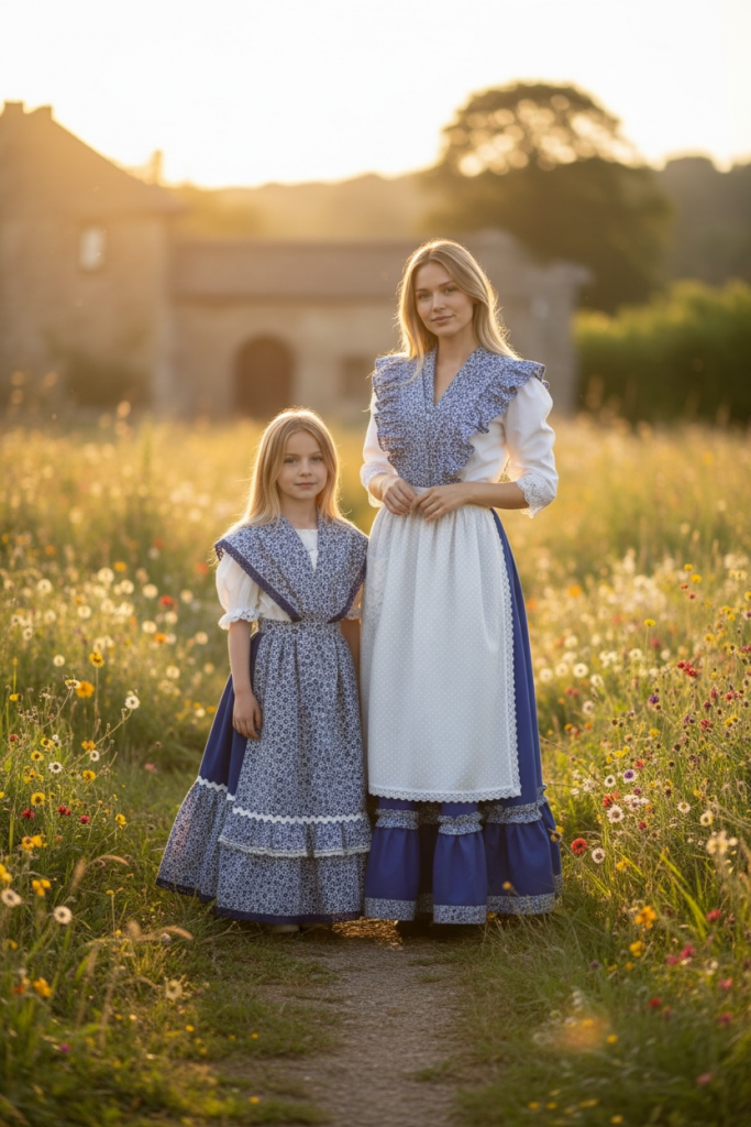 Zagalejo de niña a conjunto con su madre